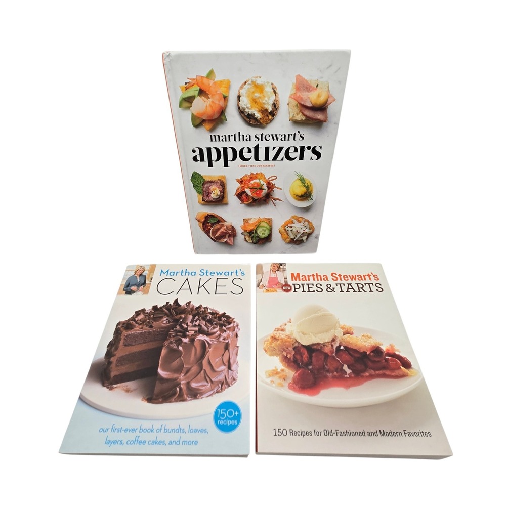 Martha Stewart Cookbook Set/3 Books Appetizers Cakes Pies‎ Tarts Recipes Baking